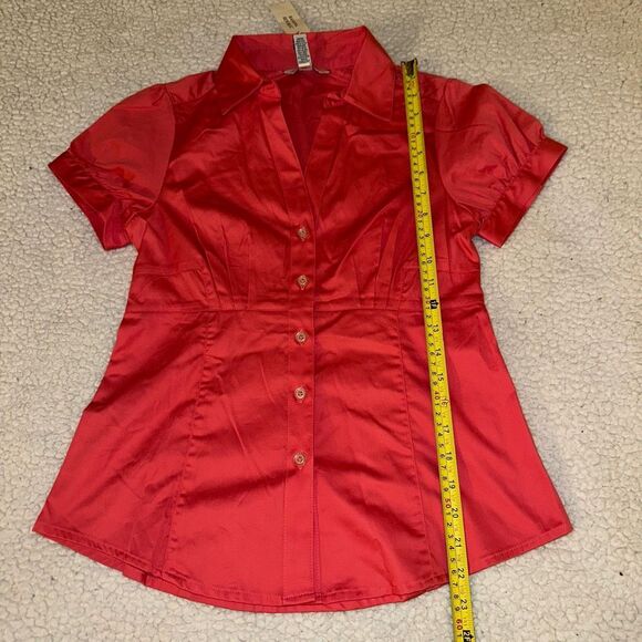 Banana Republic Button Collared Short Sleeve Blouse Coral 2 NWT - Picture 8 of 10